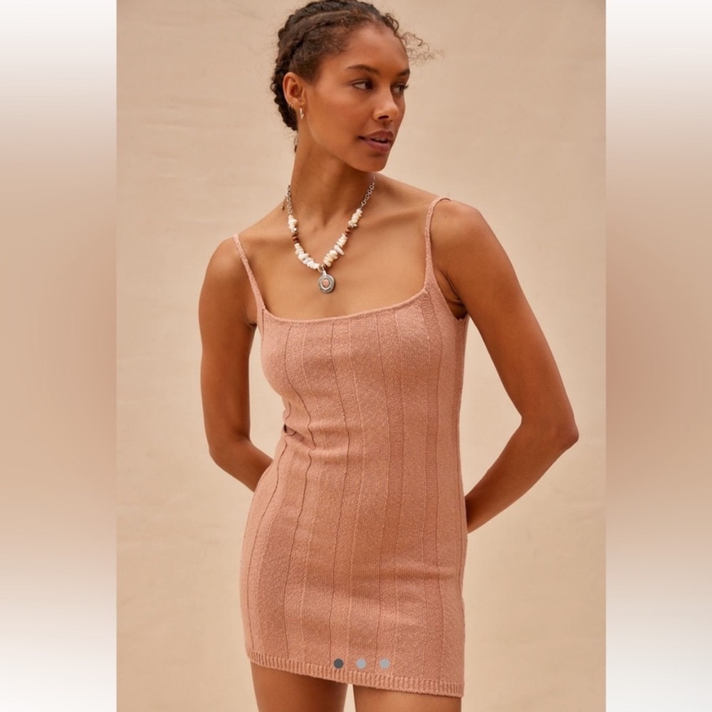 Free People Beach Stellar Sweater Mini Dress Tuscany Taupe